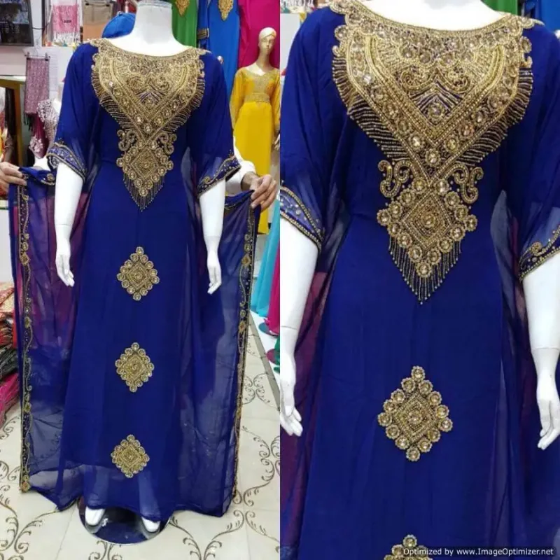 Picture of Radhe Designer White Georgette Kaftan Dress for Women - F2835