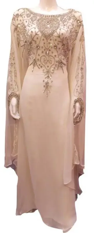 Picture of Radhe Designer White Georgette Kaftan Dress for Women - F9194