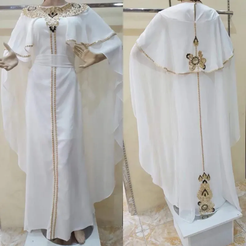 Picture of Radhe Designer White Georgette Kaftan Dress for Women - F2348