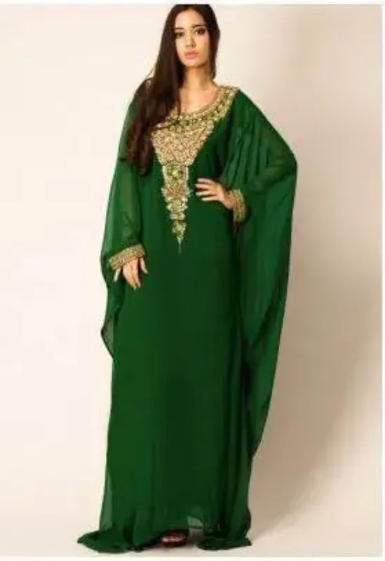 Picture of Radhe Designer White Georgette Kaftan Dress for Women - F6580