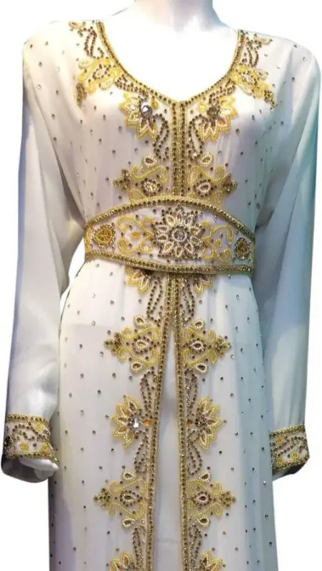 Picture of Radhe Designer White Georgette Kaftan Dress for Women - F2433