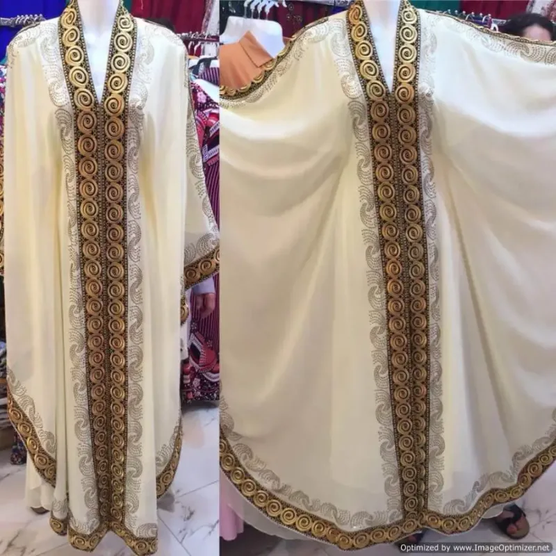 Picture of Radhe Designer White Georgette Kaftan Dress for Women - F2518