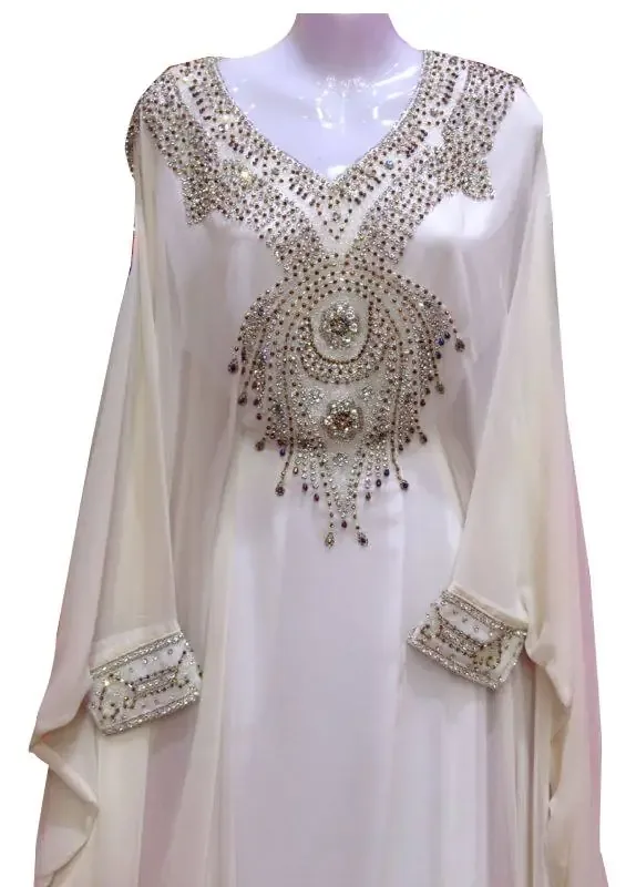 Picture of Radhe Designer White Georgette Kaftan Dress for Women - F9358