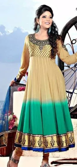 Picture of indian pakistani shalwar ethnic designer anarkali beige