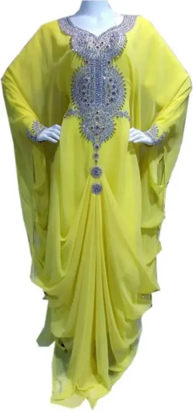 Picture of Radhe Designer Yellow Georgette Kaftan Dress for Women - F9679