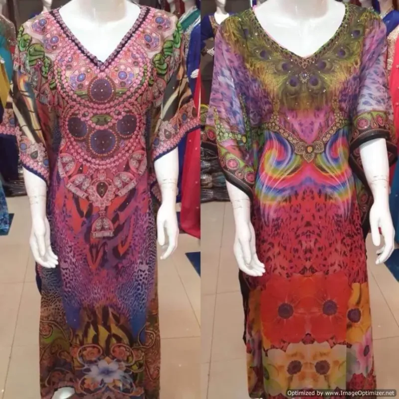 Picture of Radhe Designer Pink Cotton Kaftan Dress for Women - F2582