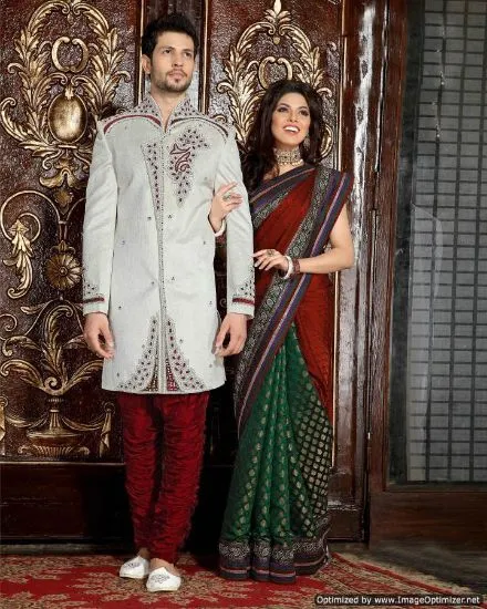 Picture of indian traditional pakistani cream wedding designer wea