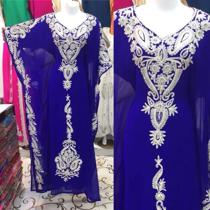 Picture of Radhe Designer White Georgette Kaftan Dress for Women - F2620