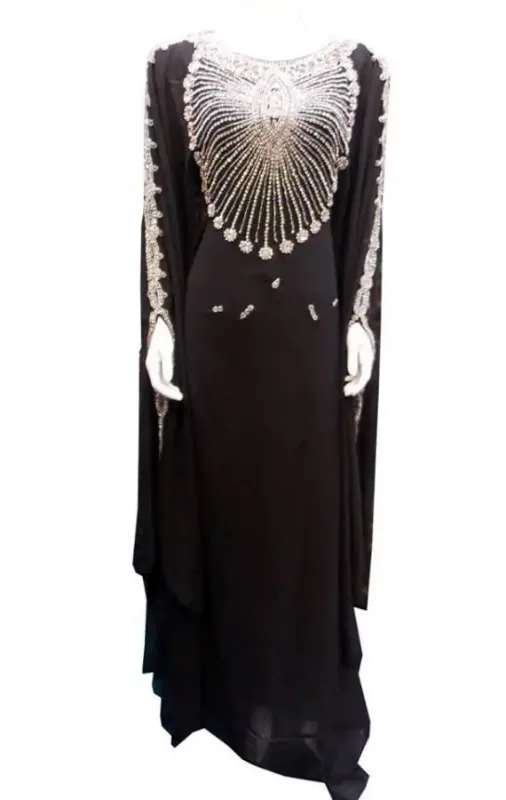 Picture of Radhe Designer Black Georgette Kaftan Dress for Women - F9678