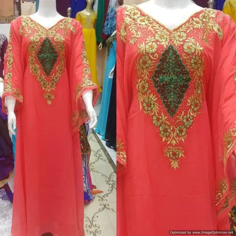 Picture of Radhe Designer White Georgette Kaftan Dress for Women - F2665
