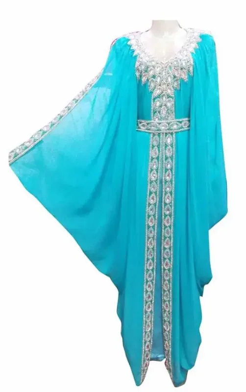 Picture of Radhe Designer White Georgette Kaftan Dress for Women - F9528