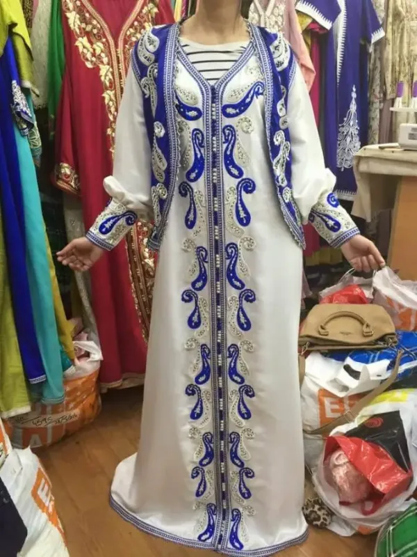 Picture of Radhe Designer White Georgette Kaftan Dress for Women - F2688