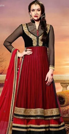 Picture of indian embroidery anarkali design long kameez wedding w