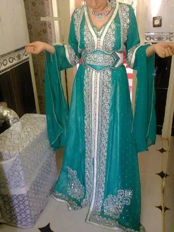 Picture of Radhe Designer White Georgette Kaftan Dress for Women - F6529