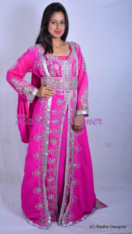 Picture of Traditional Blue Georgette Dubai Arabic Kaftan for Women