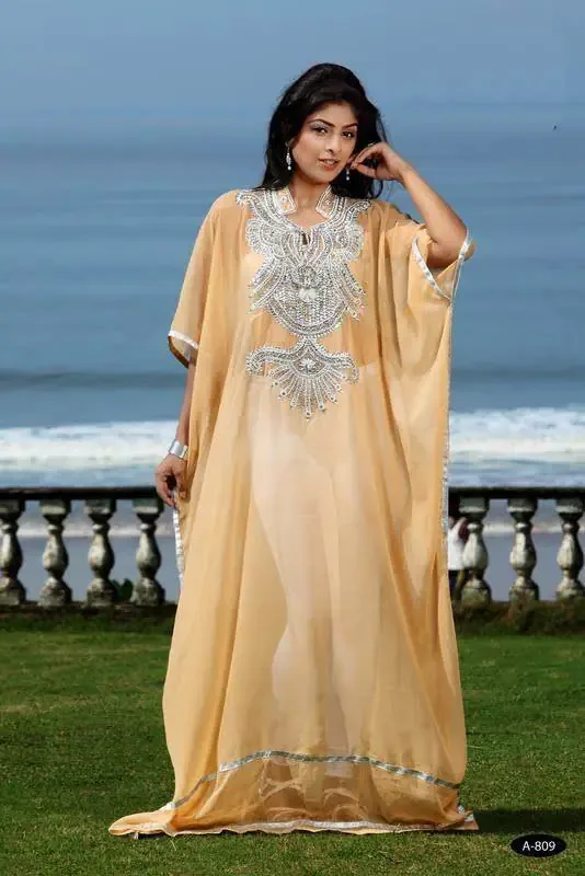 Picture of Radhe Designer White Georgette Kaftan Dress for Women - F9108