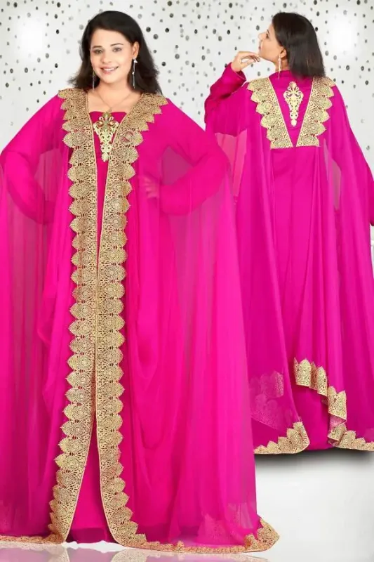 Picture of Premium Pink Cotton Farasha Kaftan for Women