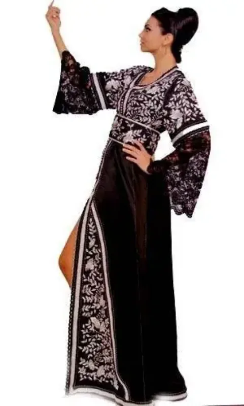 Picture of Radhe Designer White Georgette Kaftan Dress for Women - F7825