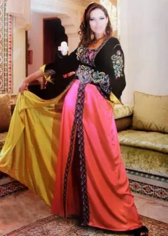 Picture of Classic Multicolor Georgette Moroccan Caftan for Women
