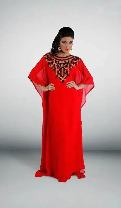Picture of Ready White Georgette Jalabiya Kaftan for Women