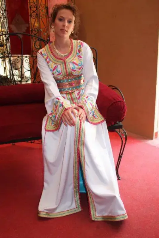 Picture of Contemporary Pink Cotton Moroccan Caftan for Women