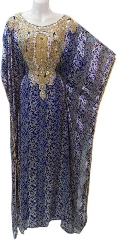 Picture of Comfortable Yellow Georgette Luxury Thobe Kaftan for Women