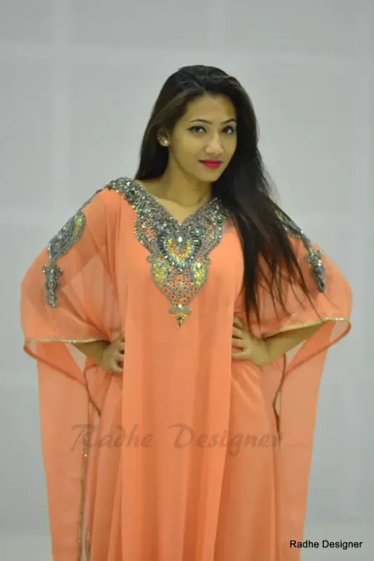 Picture of Seasonal Multicolor Georgette Moroccan Caftan for Women
