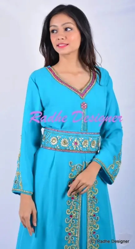 Picture of Smart Multicolor Georgette Jalabiya Kaftan for Women