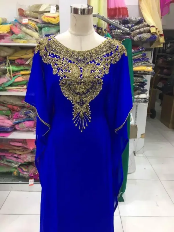 Picture of Polished Black Georgette Algerian Kaftan for Women
