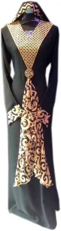 Picture of Fine Black Georgette Luxury Thobe Kaftan for Women