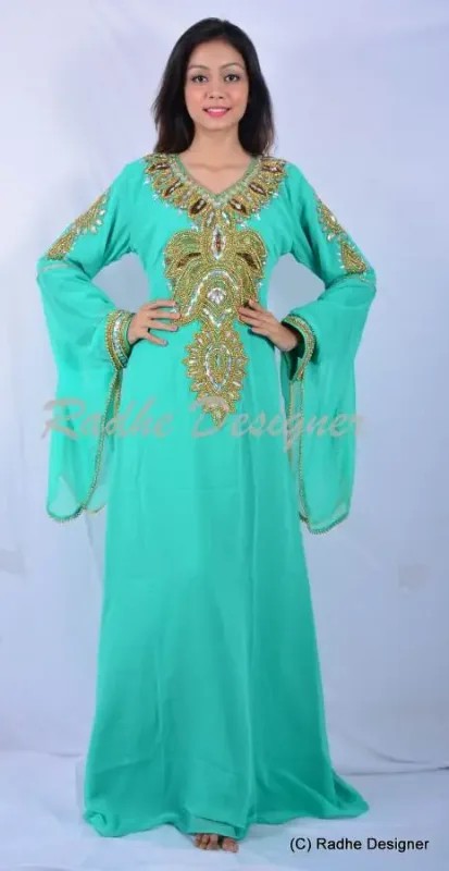 Picture of Radhe Designer White Georgette Kaftan Dress for Women - Y767