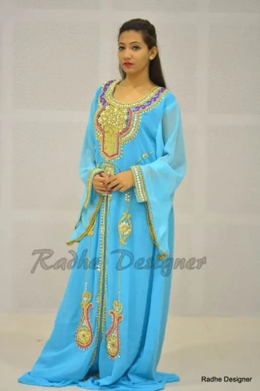 Picture of Radhe Designer Multicolor Georgette Kaftan Dress for Women - Y533