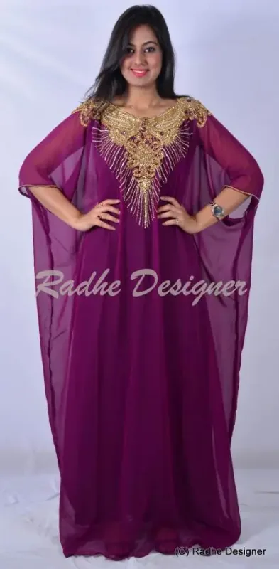 Picture of Radhe Designer Black Georgette Kaftan Dress for Women - Y906