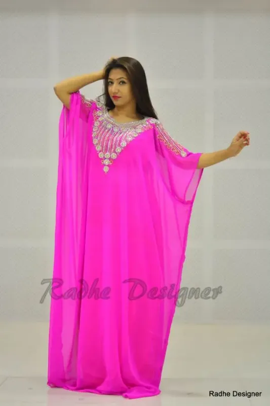 Picture of Radhe Designer Black Georgette Kaftan Dress for Women - Y496