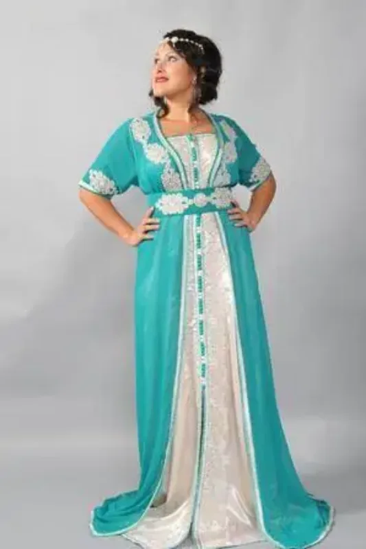 Picture of Yellow Georgette Luxury Thobe Kaftan for Women