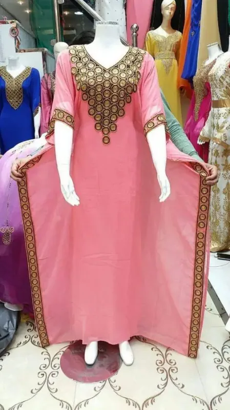Picture of Graceful Multicolor Georgette Algerian Kaftan for Women