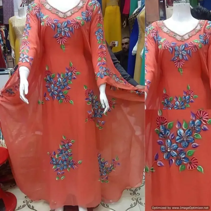 Picture of Radhe Designer White Georgette Kaftan Dress for Women - F3012
