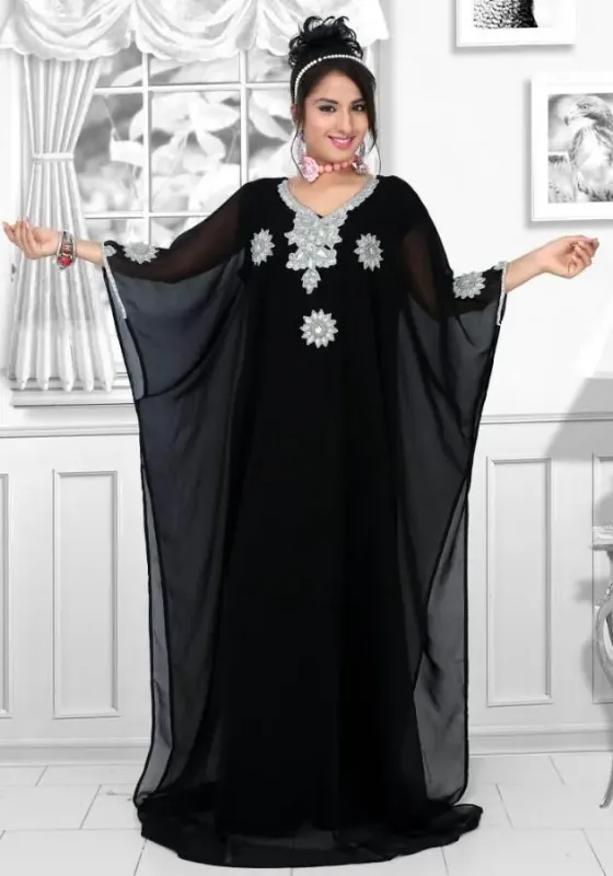 Picture of Radhe Designer Black Georgette Kaftan Dress for Women - F9848