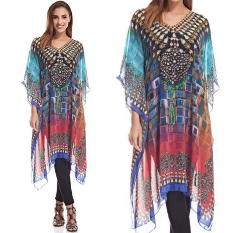 Picture of Radhe Designer White Georgette Kaftan Dress for Women - F3040