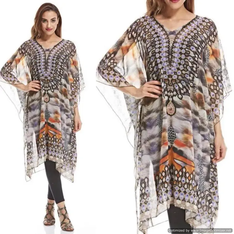 Picture of Radhe Designer Yellow Georgette Kaftan Dress for Women - F3038