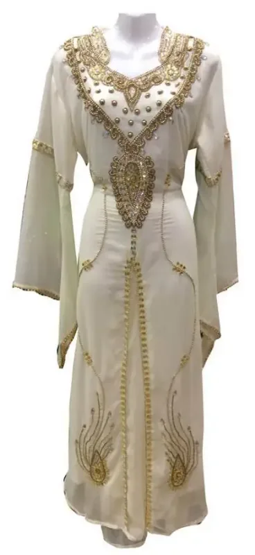 Picture of Radhe Designer White Georgette Kaftan Dress for Women - F9874