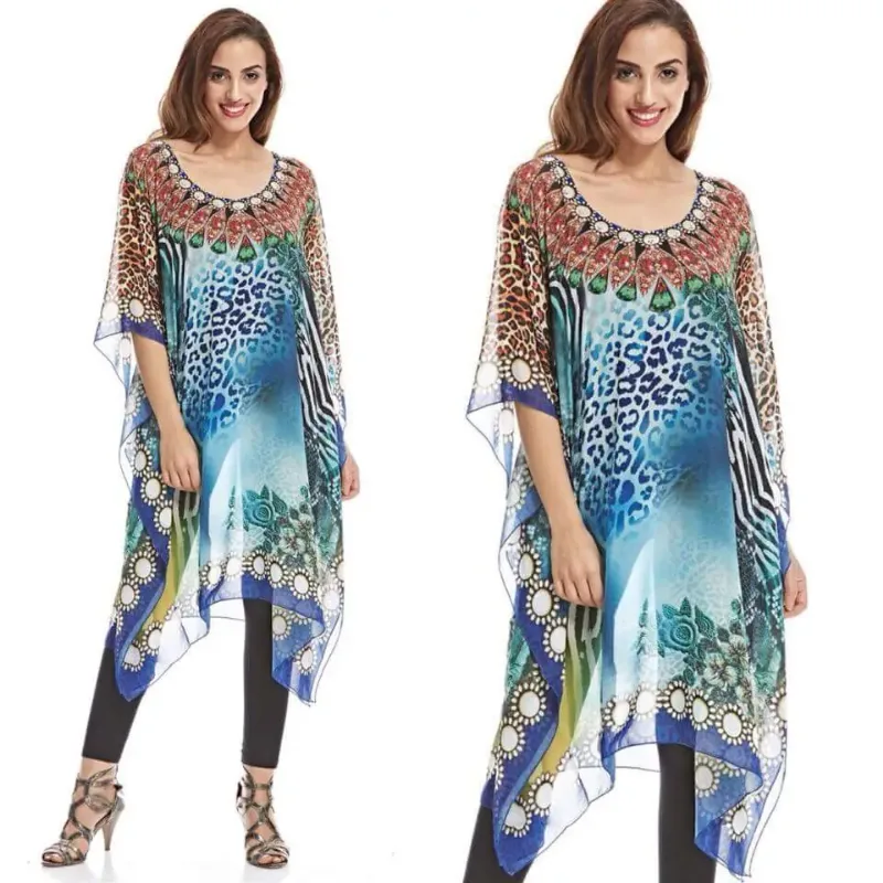 Picture of Radhe Designer White Georgette Kaftan Dress for Women - F3057