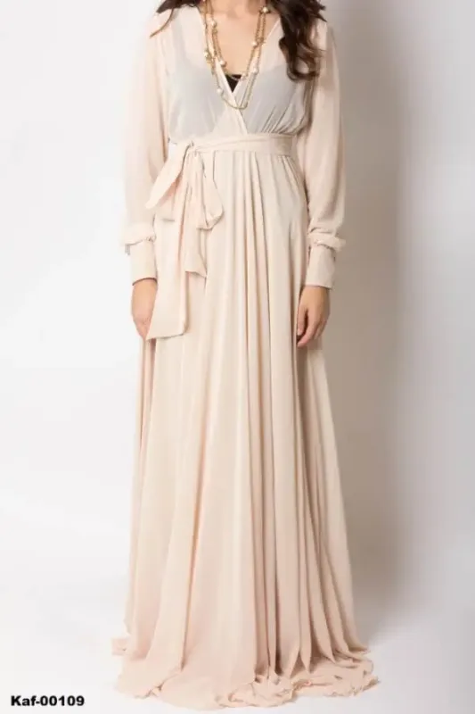 Picture of Radhe Designer White Georgette Kaftan Dress for Women - F9789