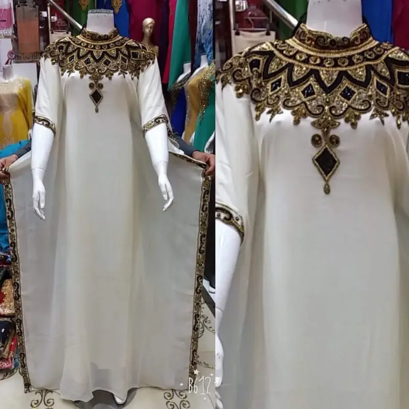 Picture of Radhe Designer White Georgette Kaftan Dress for Women - F3006