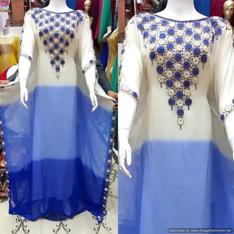 Picture of Multicolor Georgette Wedding Caftan for Women - Occasion Fit