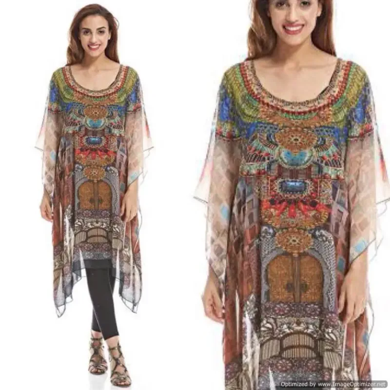 Picture of Radhe Designer Black Georgette Kaftan Dress for Women - F3054