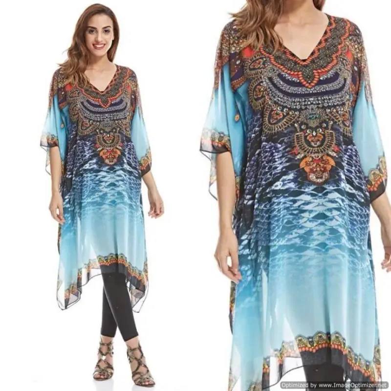 Picture of Radhe Designer Multicolor Georgette Kaftan Dress for Women - F3031