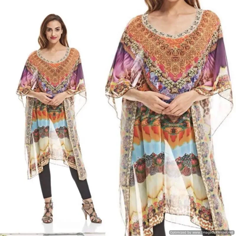 Picture of Radhe Designer Multicolor Georgette Kaftan Dress for Women - F3050