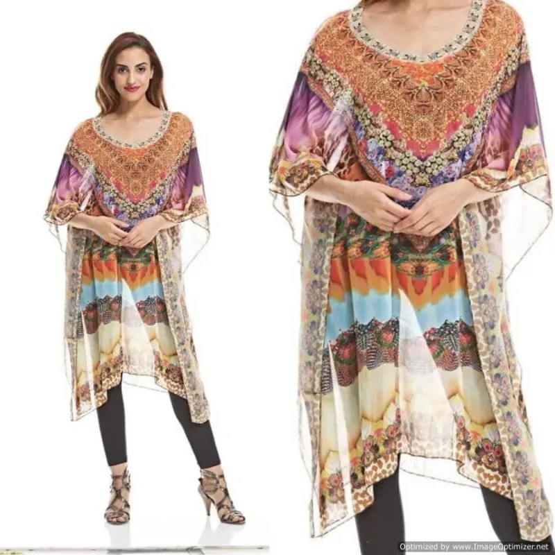 Picture of Radhe Designer Multicolor Georgette Kaftan Dress for Women - F3032