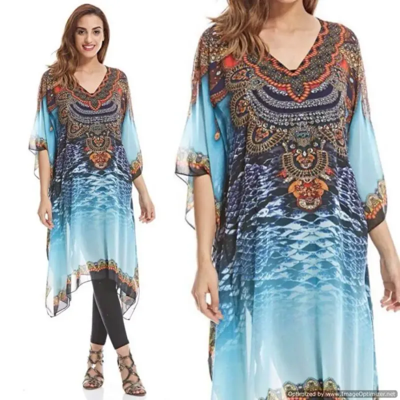 Picture of Radhe Designer Red Georgette Kaftan Dress for Women - F3052